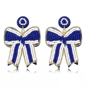 게임 데이 보우 비즈 수제 리본 귀걸이 팀 스포츠 파티 보석 선물 선호