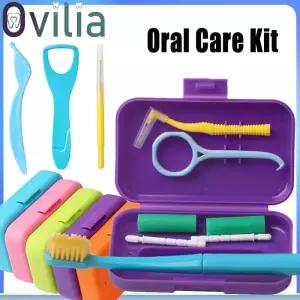 구강 휴대용 치열 교정 청소 관리 키트 칫솔 정렬 장치 씹는 교정기 리무버 혀 스크레이퍼 여행 입 위생