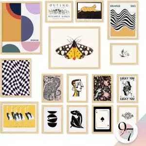 97 데코 대형 11x14 빈티지 절충형 벽 아트 프린트 - 장식용 독특한 펑키한 미학적 그림 맥시멀리즘 장식