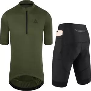 오프 PRND 남성 사이클링 저지 1/3 지퍼 의류 세트 솔리드 컬러 클럽 핏 바이크 반바지 포켓