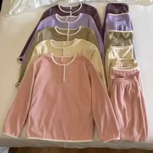 봄 추동 커플 잠옷세트 파자마 소프트 벨벳 발레 패드 순면 OP3