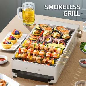 가정용 전기 바베큐 기계 다기능 그릴 팬 무연 냄비 분할 요리 3 in 1