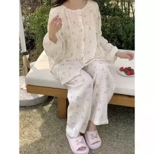 세트 커플 실내복 잠옷세트 이중지 오버핏 강아지 잠옷 OP1