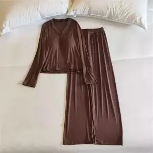 춘추 얇은 긴팔 패드 바람막이 커플 잠옷세트 프렌치 세트 파자마 OP3