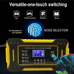12V 6A 자동 차량 배터리 충전기 디지털 LCD 디스플레이 12AH 파워 펄스 수리 습식 건식 납산