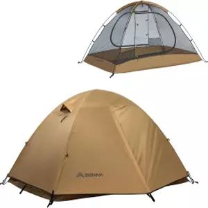 비시나 배낭여행 텐트 2인용 경량 캠핑 방수 3시즌 야외 등산 여행용 알루미늄 폴 포함