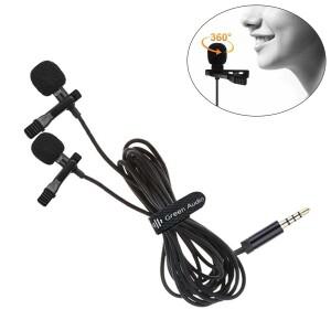 전문 듀얼 미니 소형 마이크 3.5mm, 칼라 클립 스튜디오 옷깃 콘덴서, 스마트폰