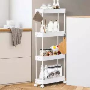 슬림트롤리4단 세탁실틈새 이동선반 미니 트레이 정리