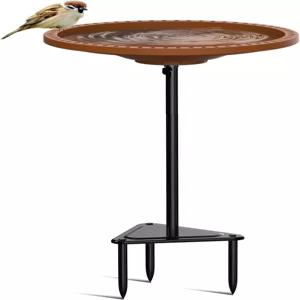 야외용 조류 목욕 정원 청소를 위한 분리형 독립형 금속 말뚝 스탠드가 있는 볼 스파 및 공급기 원형(갈색)