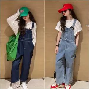삐삐네옷가게 주니어 스타일블루 멜빵바지 단품