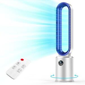 블레이드리스 타워 팬, 리모컨이 있는 38인치 조용한 24단속, 12시간 타이머, 60 스윙, 자동 꺼짐이 LED 디스플레이, 청소하기 쉽고 휴대용 저소음 스탠딩 강력한 홈 오피스