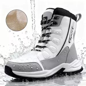 여성용 방수 겨울 스노우 부츠 따뜻한 신발 털이 있는 중간 길이 가벼운 워킹 하이킹 부티