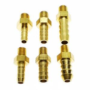 5PCS M4 M5 8MM M8 수나사 4MM 파이프 커넥터 커플러 호스 6MM 미터법 5MM M6 황동 OD 피팅 바브