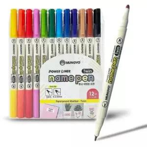 [문구] 양면 네임펜 12컬러 얇은팁 매직펜