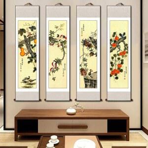 사군자 족자 동양화 그림 Mei 두루말이 높이 스트립 4개 폭포수 4조 풍경화 세트