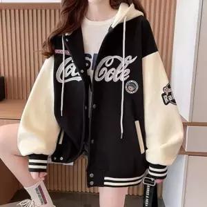 [의류] 여성 봄 과잠 디자인 후드 자켓 배색 야구 점퍼