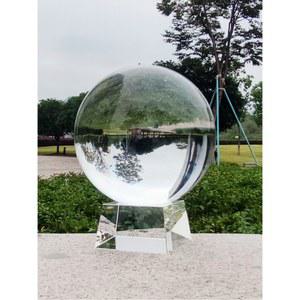 스톤 파워 크리스탈구 인테리어 크리스탈 구슬 힐링 공나무받침 호안석 본색 15cm 수정