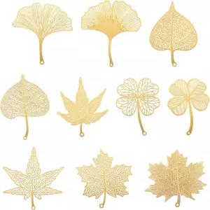 크래포라 황금 필리그리 꽃잎 동물 곤충 매력 18K 금 도금 황동 잎 펜던트 금속 얇은 귀걸이 목걸이