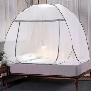 원터치 접이식 바닥 일체형 그레이 모기장 180X200cm