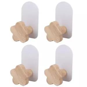 더벨라 옷걸이 행거 벽걸이 후크 꽃 우드 코트랙 4p