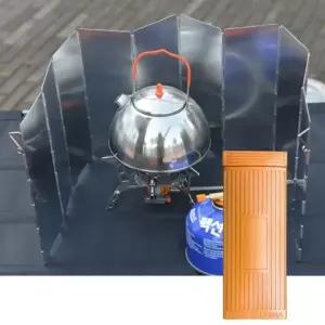 ( )10단 버너 바람막이 접이식 캠핑 가스버너 윈드스크린 휴대용 등산 야외 조리 바람 차단