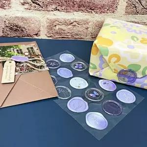 에폭시 투명 실링왁스 스티커 퍼플 왁스 청첩장 실링 스티커 에폭시 청첩장