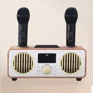 (색상4 비즈 노래방 마이크 NBF9000+USB미러볼)휴대용 듀얼 노래방 블루투스 듀엣 무선 마이크 스피커