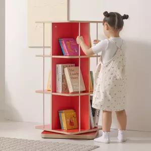 VONI 자작엣지 레드에디션 인테리어 회전책장 3단