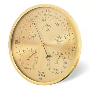 기압계 온도계 3-in-1 벽걸이 Ø17 5cm 알루미늄 합금 프레임 날씨 기압계(유리 표면 포함) 가정용 실내