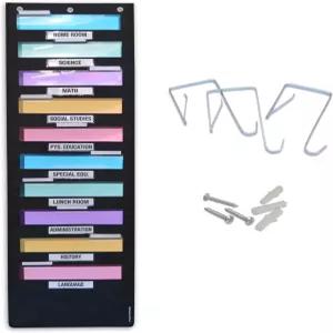 궁극의 오피스 월마스터 헤비 듀티 교실 및 사무실용 라벨 홀더가 있는 10포켓 월 차트 제출 시스템 파일