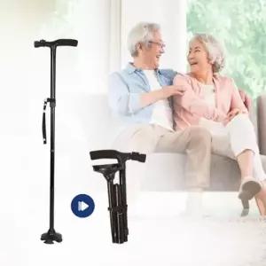 (옵션 단일옵션)초경량 어르신 지팡이 휴대용 접이식 지팡이 높이 조절 4발 안전