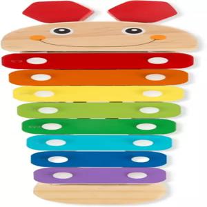 멜리사 앤 더그 캐터필라 실로폰 뮤지컬 장난감 나무 망치 포함 15.25인치 x 6.5인치 1.5인치 파란색