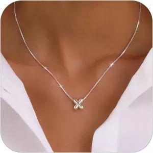 여성용 MARYLAX 버블 골드 레터 목걸이 14k 도금 풍선 이니셜 다인티 개인 맞춤형 펜던트 이름 패션