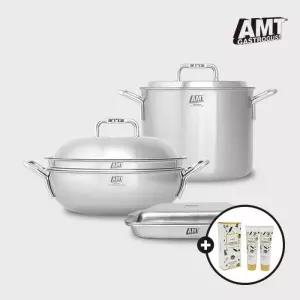 AMT 신혼부부 주방용품 통5중 3종 세트 집들이 선물 파티웍28+샤프곰솥24+컴바인팬