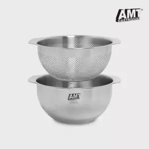 AMT 신혼 주방용품 믹싱볼 채반 316 스텐 타공세트 25cm