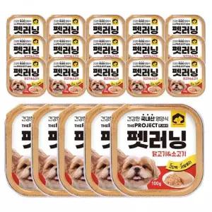 펫러닝 반려견 간식 습식캔 영양 국내산 닭고기 소고기 100g 20개입