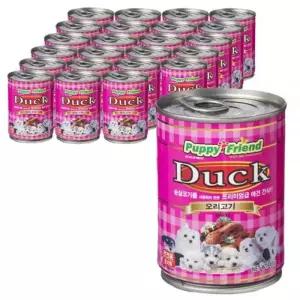 퍼피프랜드 강아지 습식캔 간식 대용량 유동식 통조림 오리고기 400g 24개