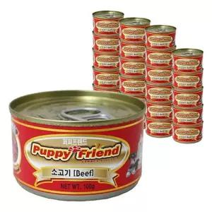 퍼피프랜드 반려견 영양 간식 습식캔 유동식 소고기 원형 100g 24개