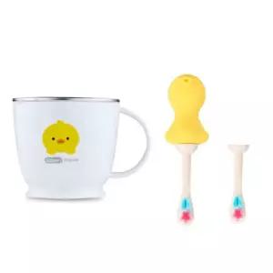 에.디.슨 유아 스텐 양치컵 미세모 칫솔 세트 옐로우