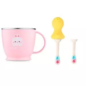 에.디.슨 유아컵 스텐 양치컵 미세모 칫솔 세트 옐로우