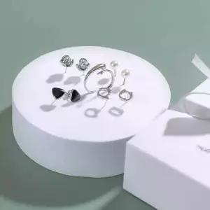 세트 데일리 여성 꽃 반지 실버 귀걸이 패션 WFFP68W