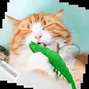 간식 새우모양 실리콘 고양이 칫솔