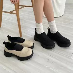 [디아]이조 국산 각코 키높이 통굽 발등 밴딩 슬립온 6cm