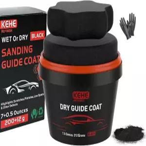 KEHE 7.5온스(212g) 블랙 드라이 가이드 코트 오토 바디 초미세 샌딩 파우더 키트로 스크래치 필러의 핀홀
