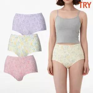 할머니팬티 엄마팬티 삼각 면100 순면 은나노 꽃무늬 맥시 3종 세트