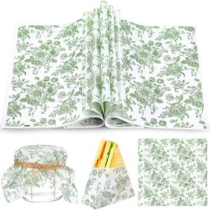 음식 포장용 Marspark 100매 플로럴 왁스 종이 11.4 x 11인치 봄 꽃 바구니 양피지 피크닉 웨딩 캔디 쿠키