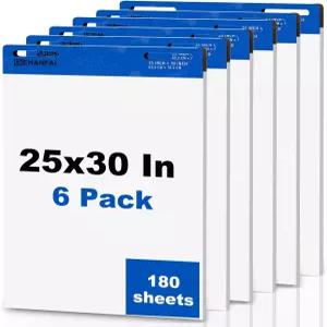 게한파이 180매 끈적끈적한 이젤 패드 25 x 30인치 가상 교사와 학생에게 적합한 흰색 셀프 스틱 용지