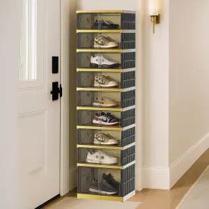 싱크로비 휴대용 신발장 정리함 9단 18쌍 접이식 신발 보관함 자석 문 운동화 옷장용 이지 어셈블리 선반
