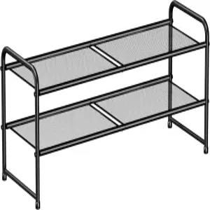 옷장용 수포이 신발장 33인치 와이드 메탈 정리함 헤비 듀티 신발용 2단 메쉬 블랙