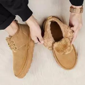 퍼안감 남성 모카신 신발 겨울 사무용 슈즈